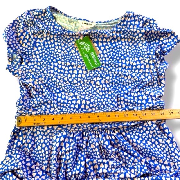 BODEN Amelie Jersey Dress Gallery Blue, Heart Cluster NWT Size 12 - Picture 8 of 12